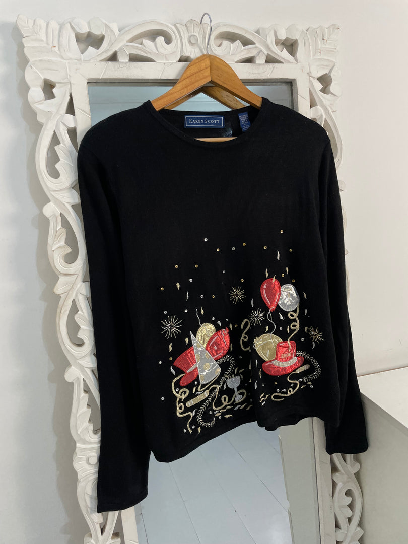 Karen Scott Embroidered Sweater-Bust 44