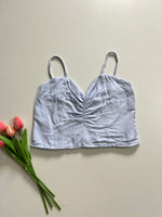 Load image into Gallery viewer, BABY BLUE RUCHED TOP - BUST 30 TO 34
