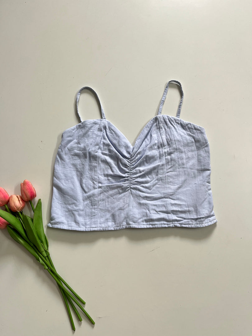 BABY BLUE RUCHED TOP - BUST 30 TO 34