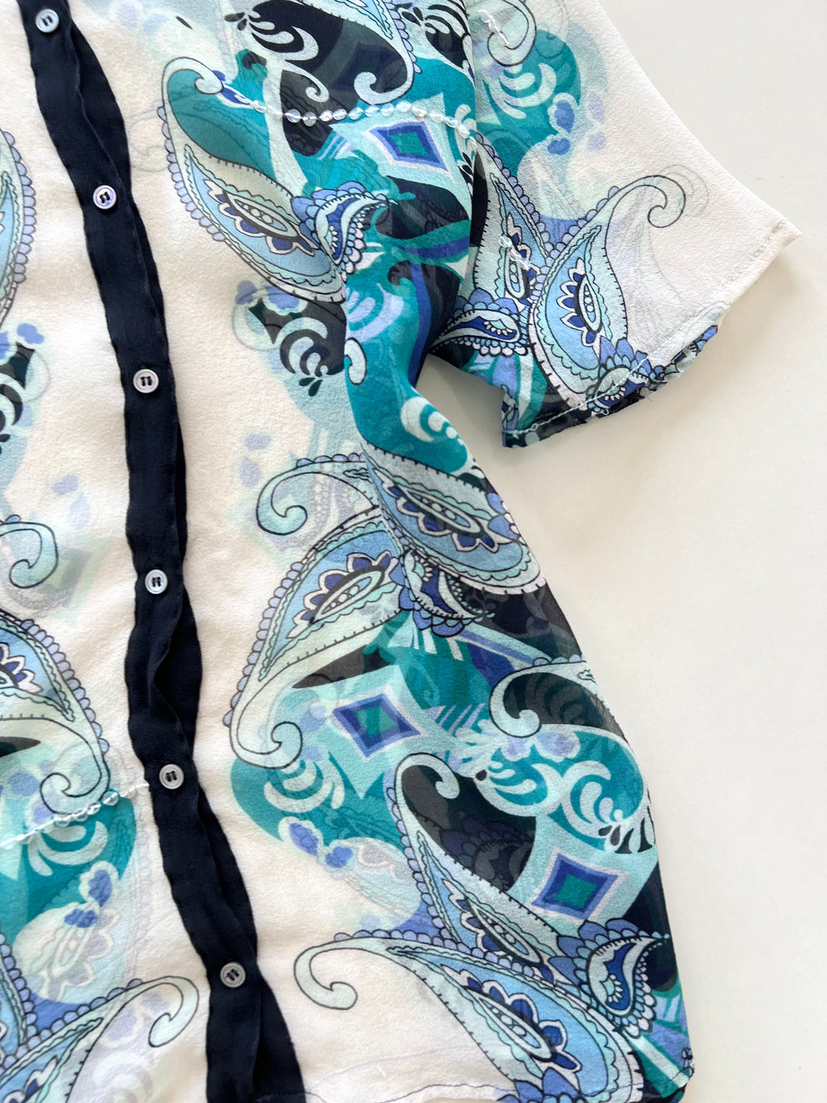 Vintage Paisley 100% Silk Sheer Top-Bust 42