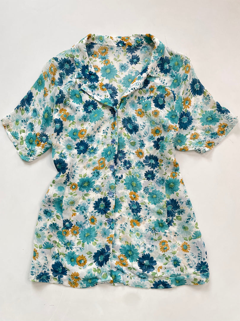 Sheer Floral Shirt-Bust 38
