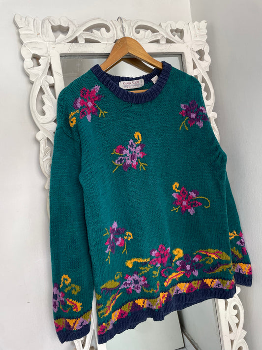 Karen Scott Embroidered Vintage Sweater-Bust 42