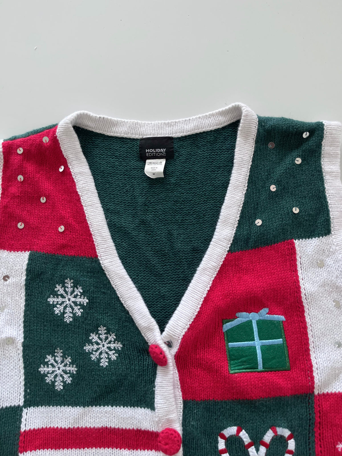 Holiday Editions Embroidered Christmas Vest Sweater-Bust 42