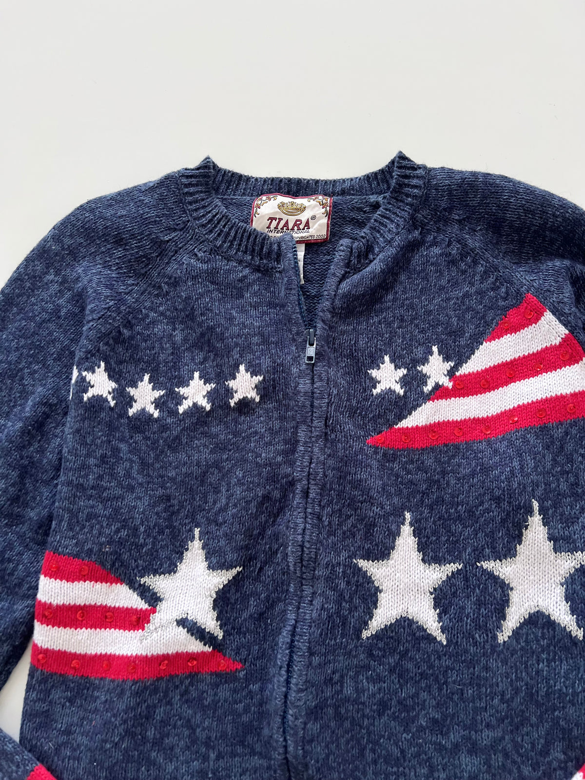 Tiara Embroidered Zipper Sweater-Bust 52