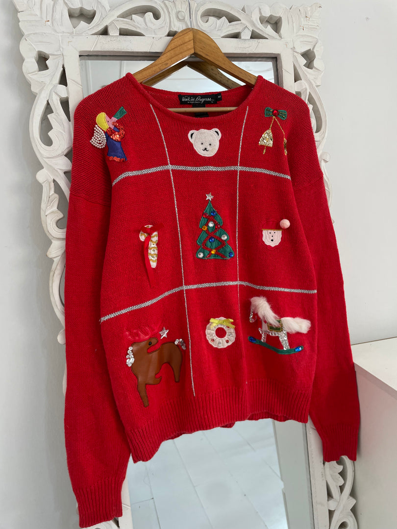 Embroidered Christmas Sweater-Bust 42
