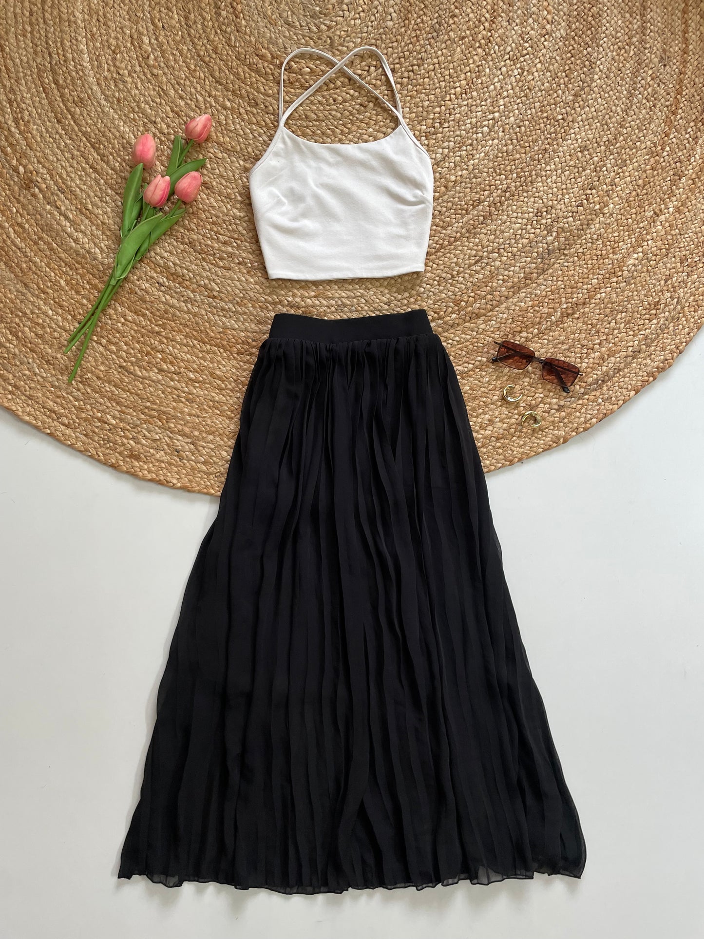 BLACK FLOWY SKIRT - WAIST 30 to 32