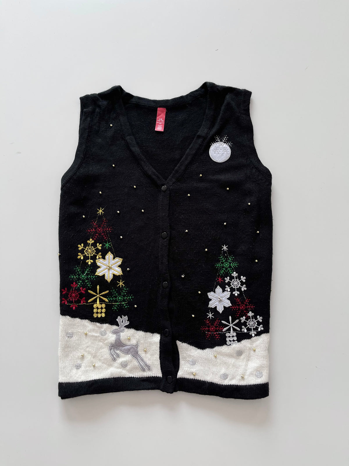 Embroidered Christmas Vest Sweater-Bust 42