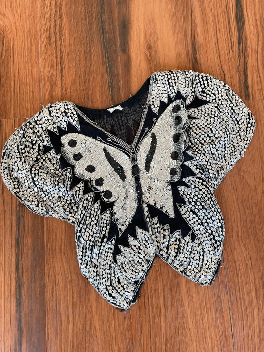 Butterfly Sequin Top-Bust 38