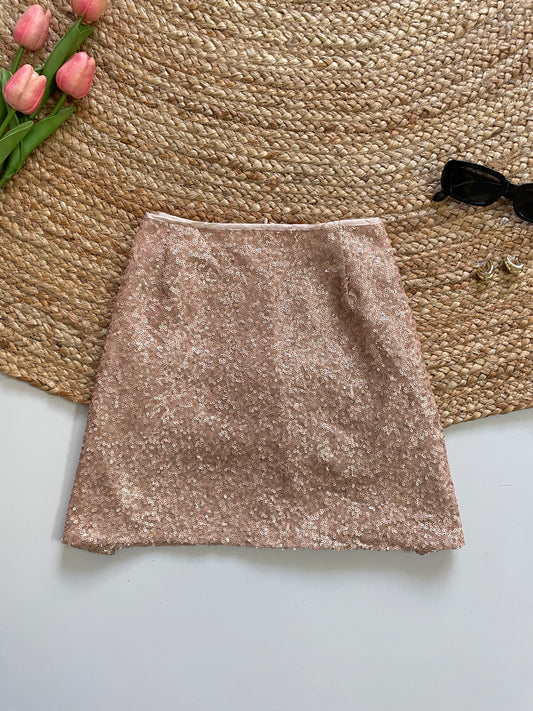 PEACH SEQUIN SKIRT - WAIST 32