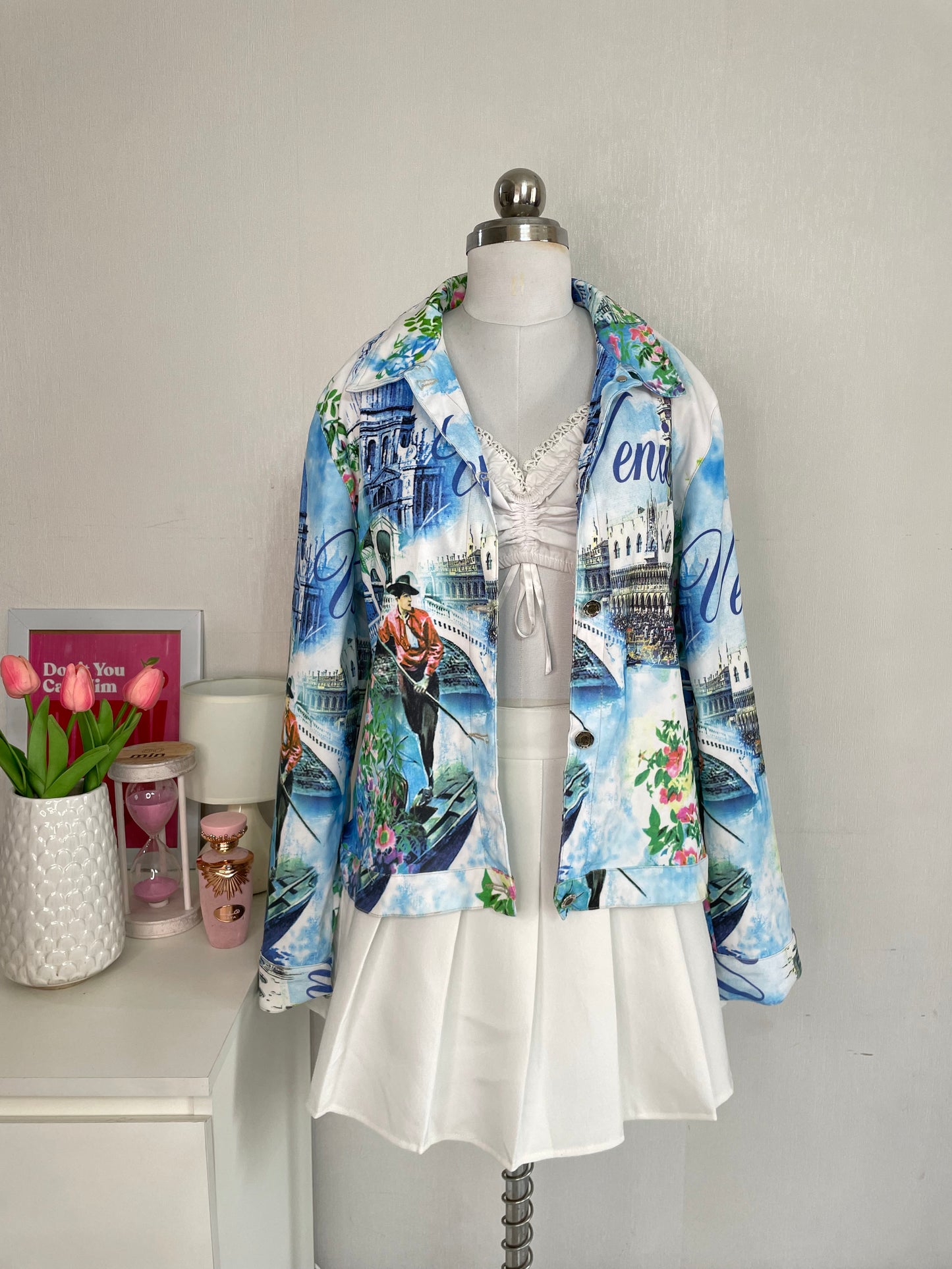 IMPULSE SKY BLUE PRINTED SOFT BLAZER - BUST 42