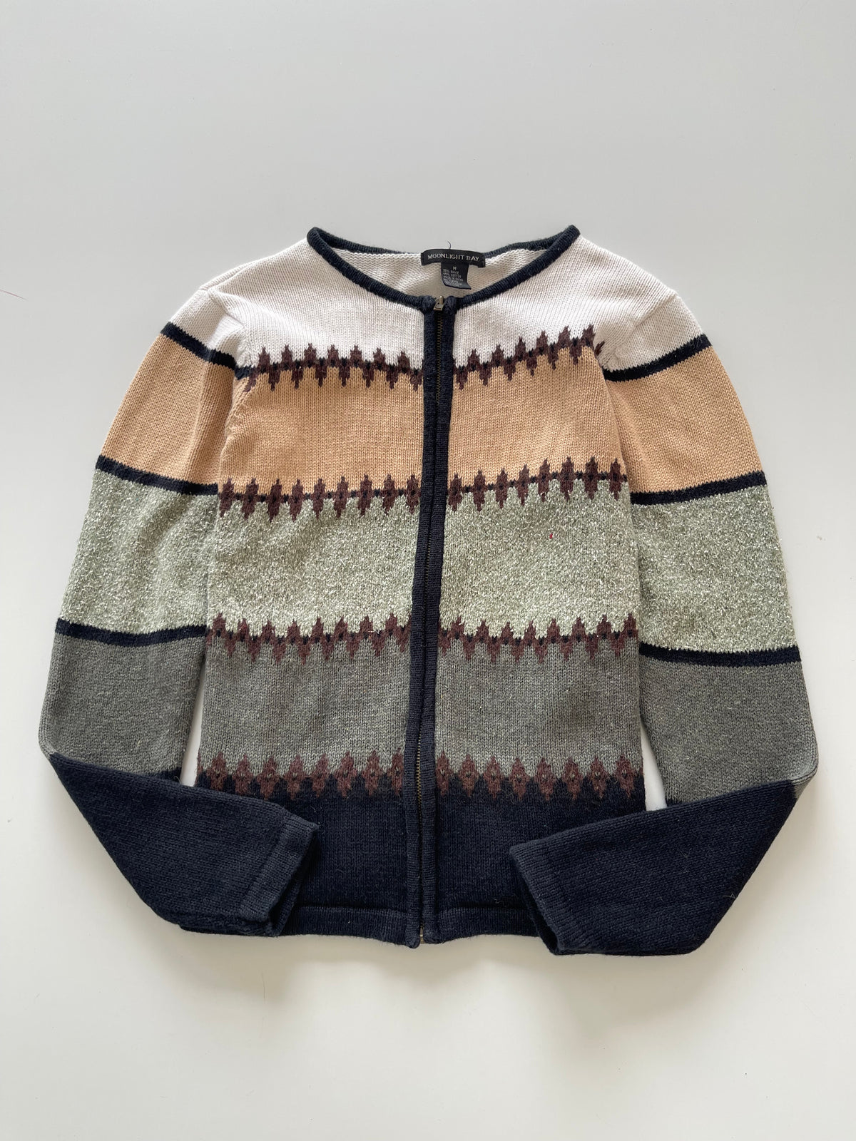 Moonlight Bay Embroidered Zipper Sweater-Bust 38