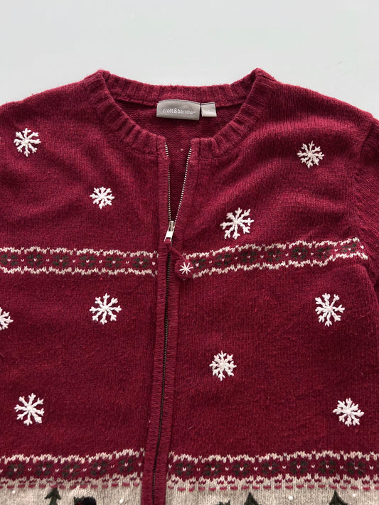 Croft&Barrow Embroidered Christmas Zipper Sweater-Bust 44