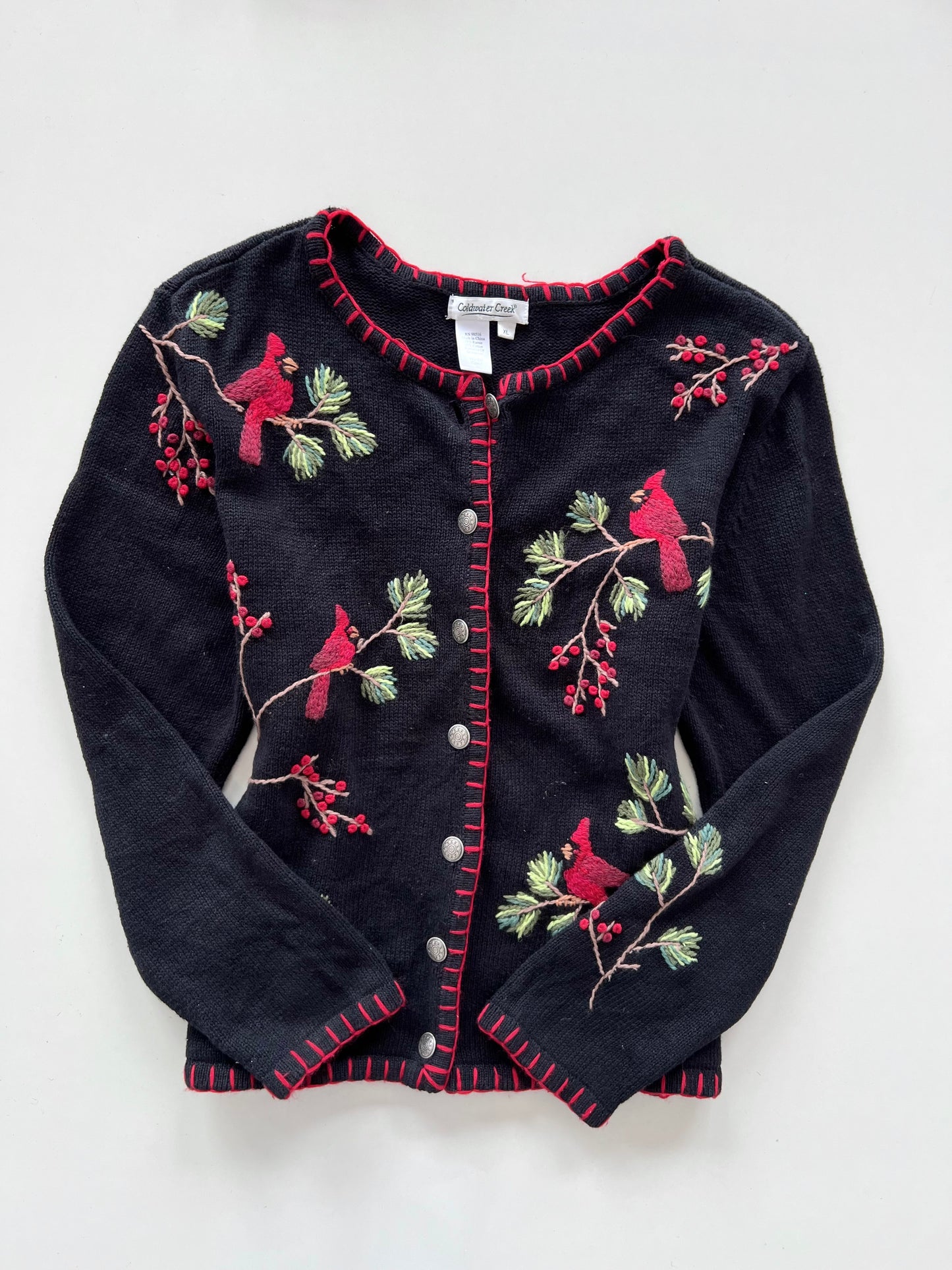 Coldwater Creek Hand Embroidered Vintage Sweater-Bust 42
