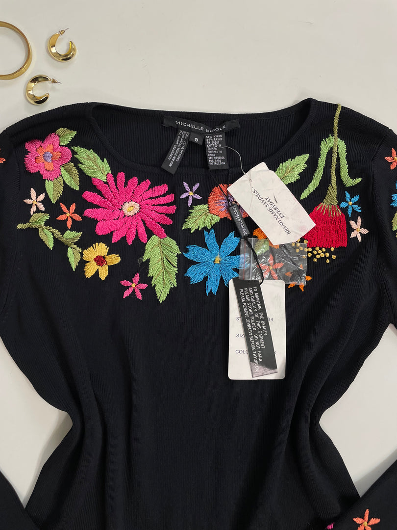 Michelle Nicole Embroidered Floral Pre Winter Top - Bust 34 to 38