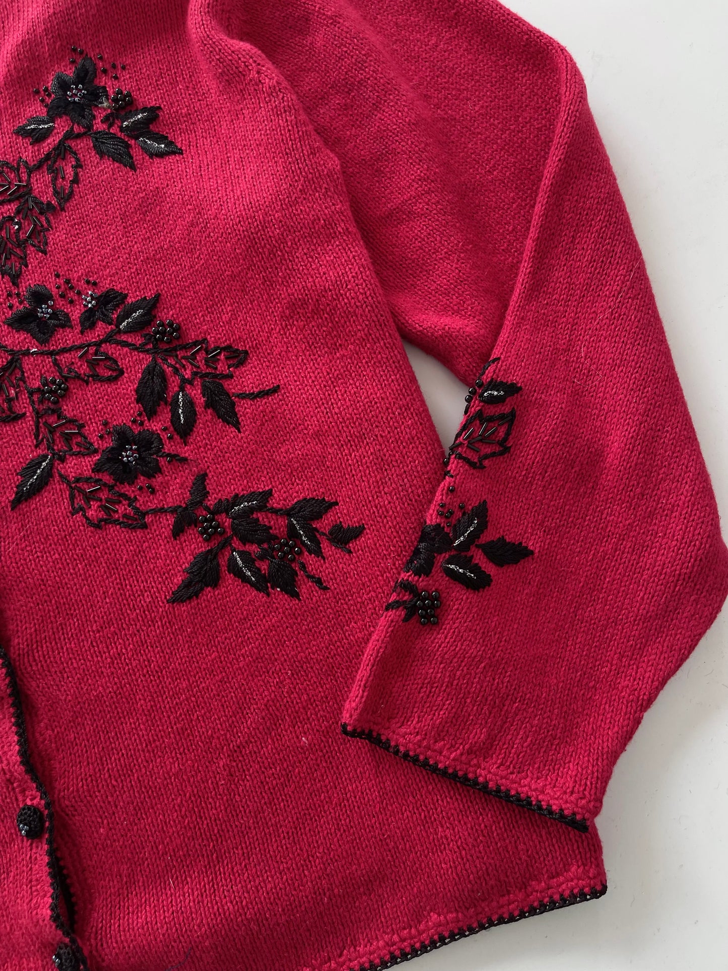 Tiara International Embroidered Vintage Cardigan-Bust 50