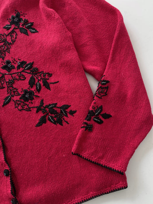 Tiara International Embroidered Vintage Cardigan-Bust 50