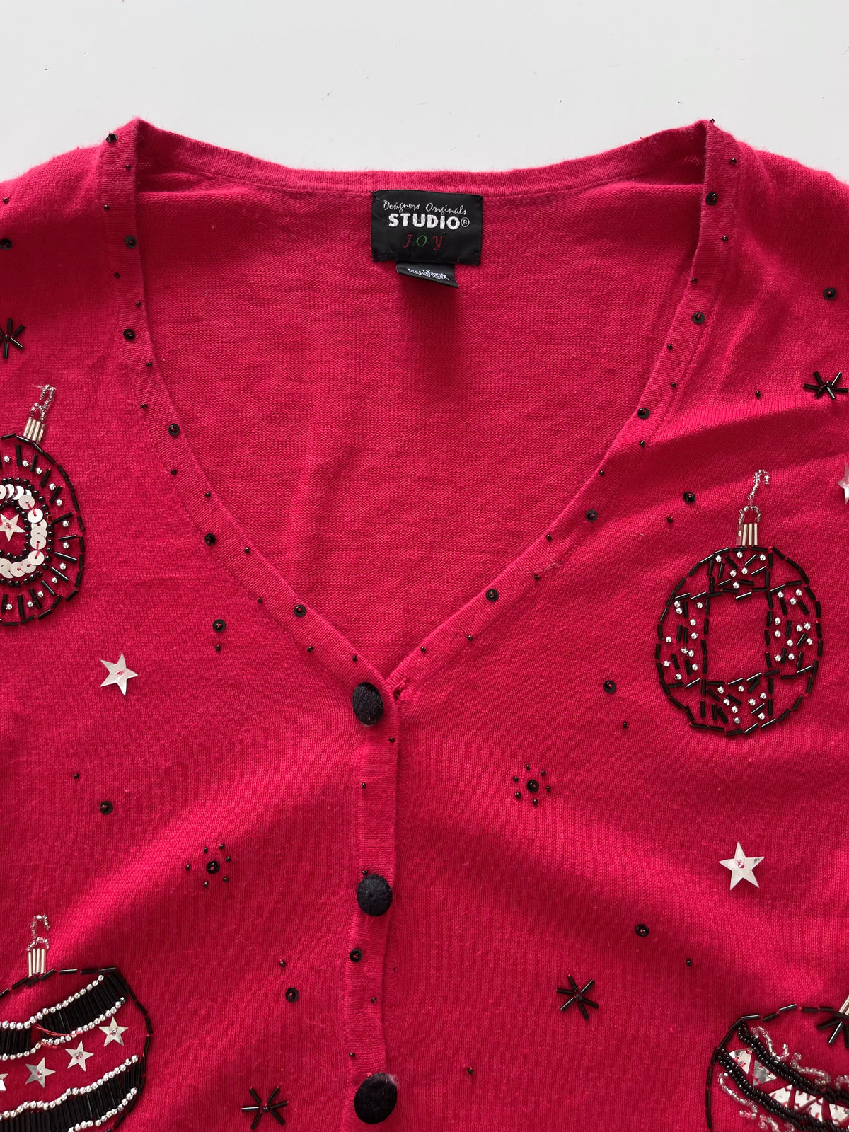 Studio Joy Embroidered Christmas Cardigan Sweater-Bust 54