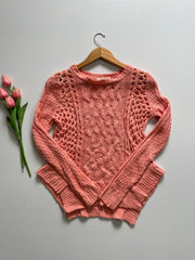 PEACHY PINK CROCHET TOP - BUST 34 TO 38