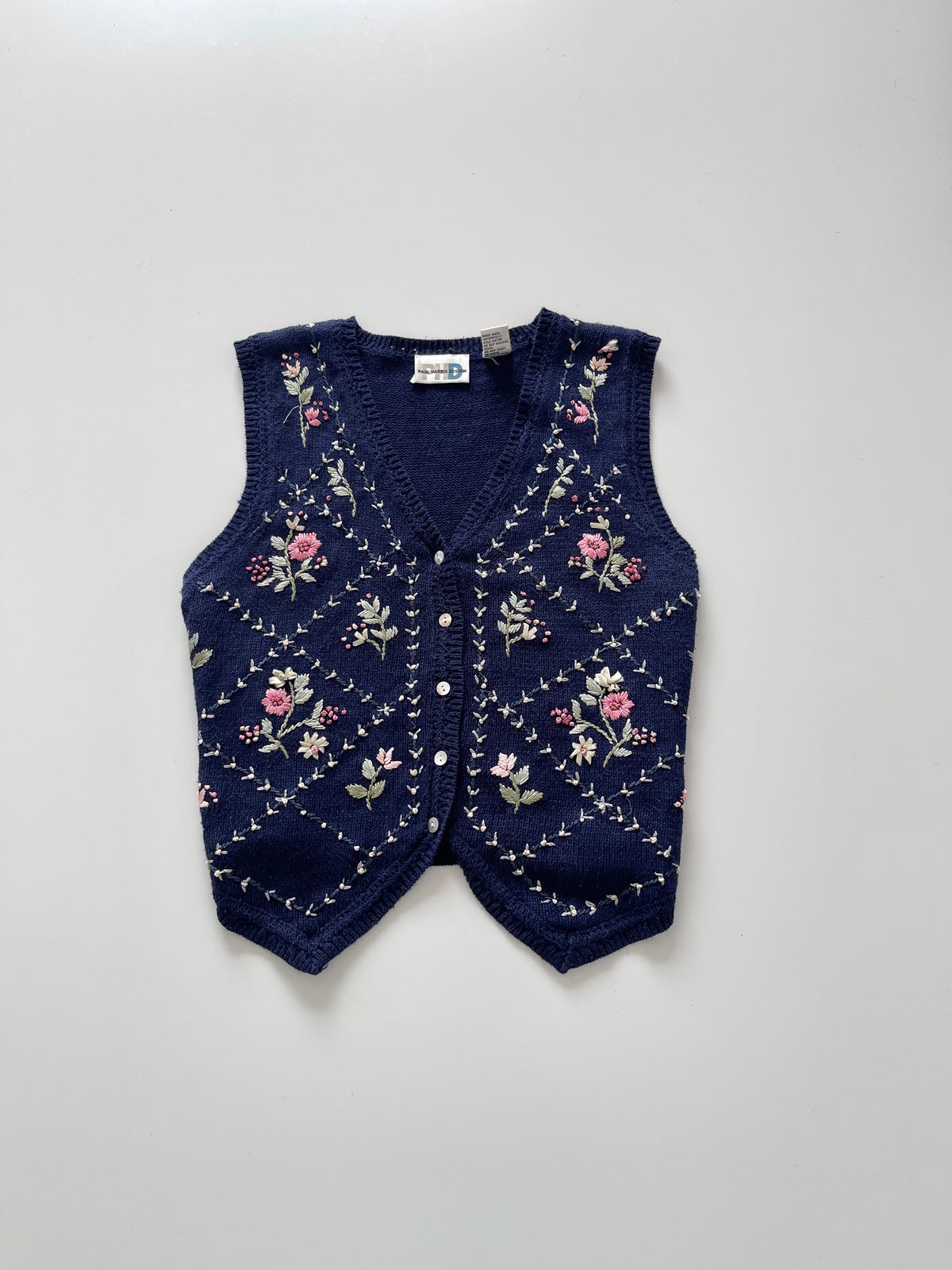 Paul Harris Design Embroidered Vest Sweater-Bust 40
