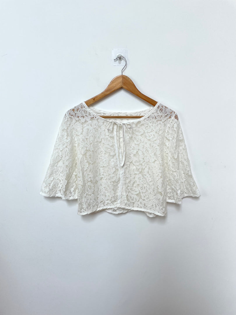 White Sheer Lace Top-Bust 34 to 36