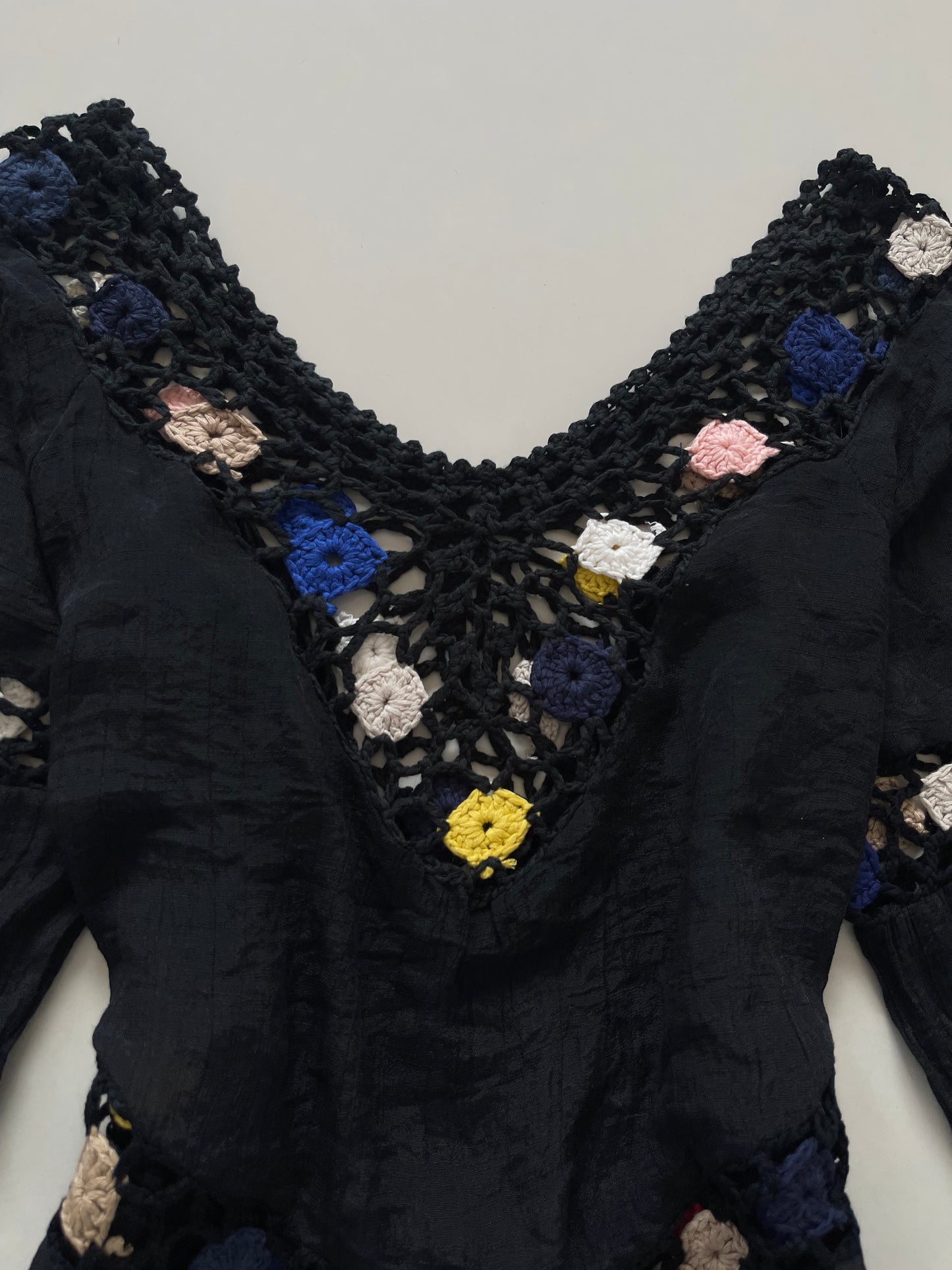 Asymmetric Crochet Black Top-Bust 44