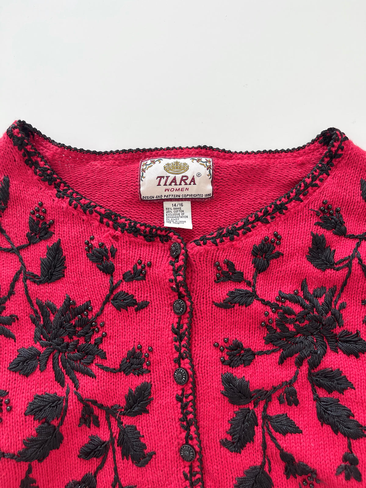 Tiara Woman Embroidered Cardigan Sweater-Bust 46