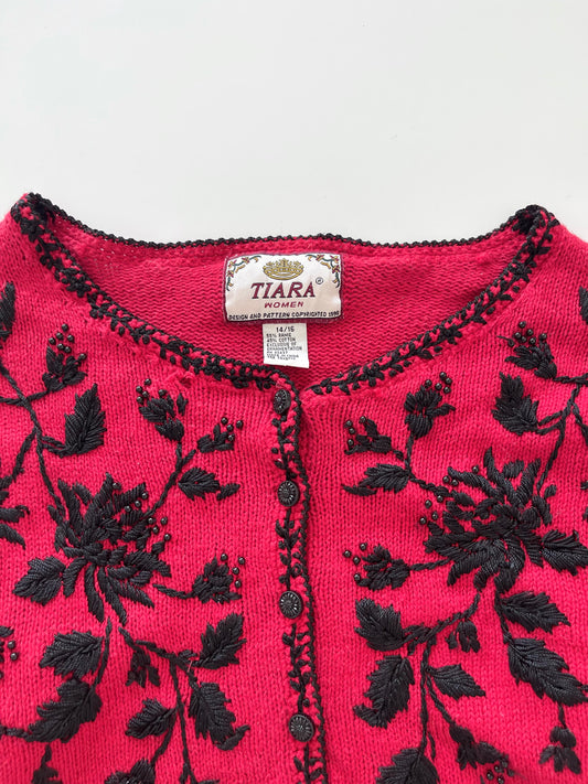 Tiara Woman Embroidered Cardigan Sweater-Bust 46