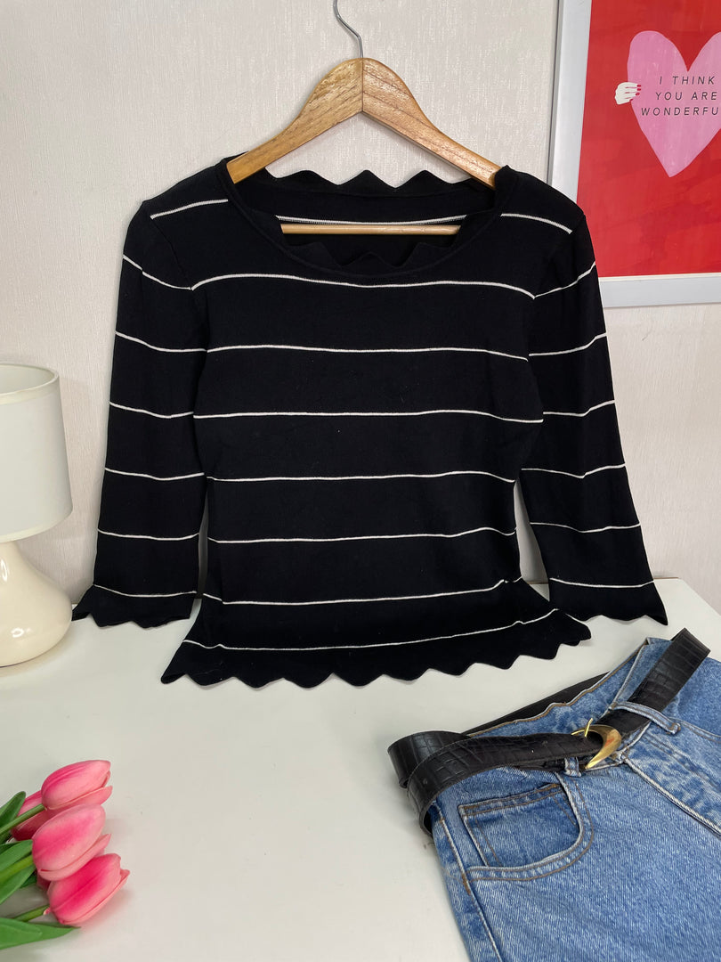 Black Pinstripe Soft Sweater - Bust 32 to 36