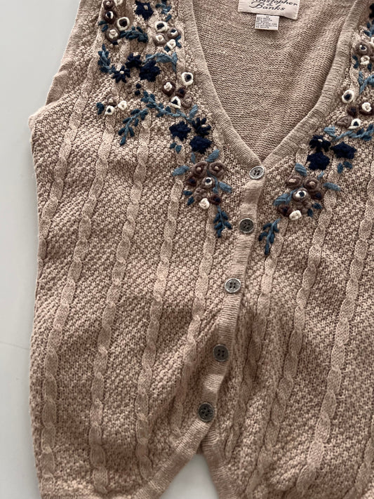 Christopher&Banks Embroidered Vest Sweater-Bust 48