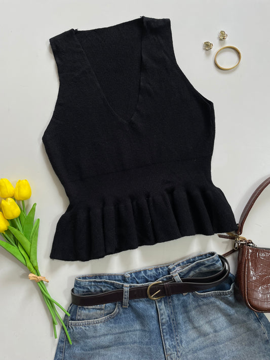 Black Soft Sweater Vest- Bust 30 to 34