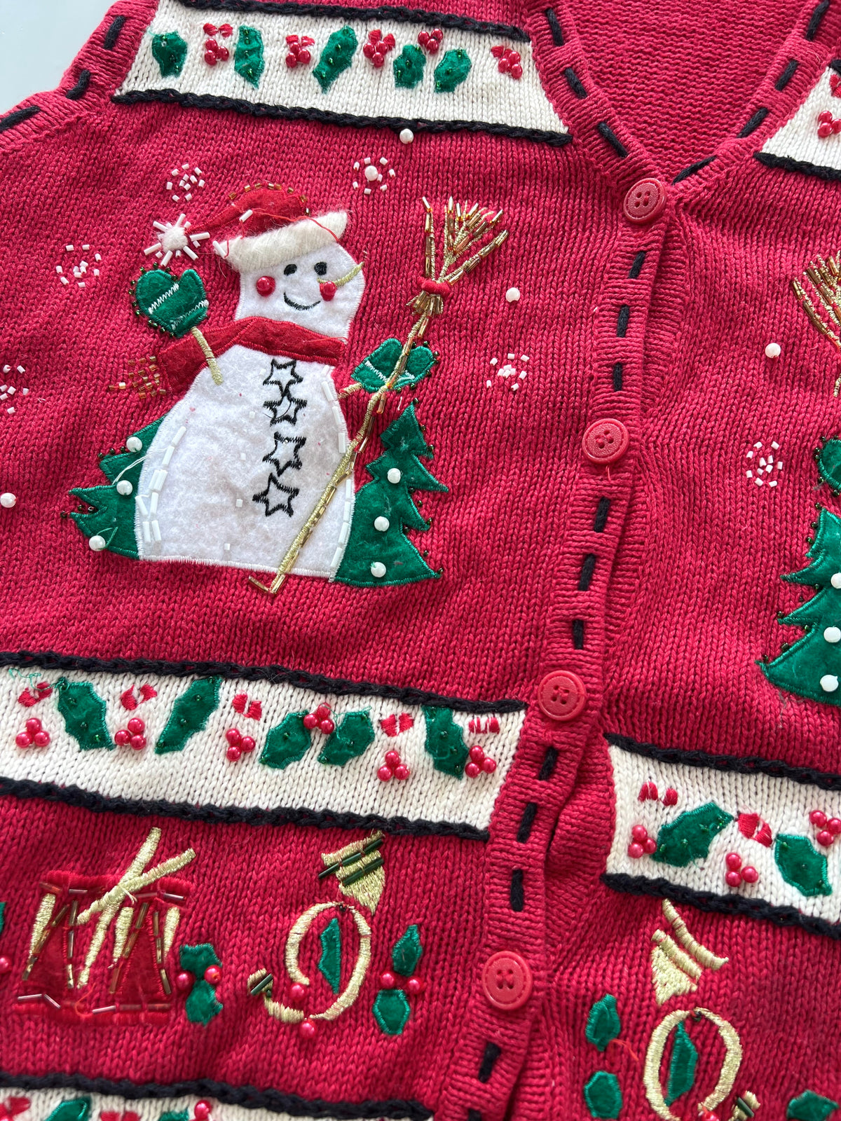 Embroidered Christmas Sweater Vest-Bust 42