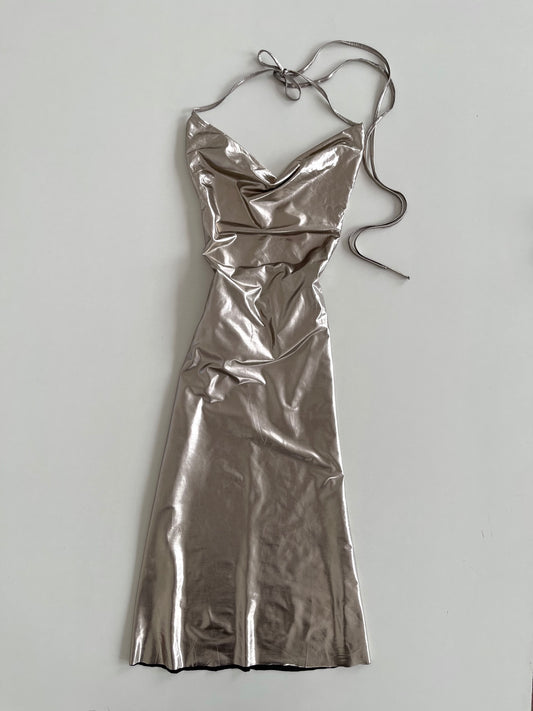 Metallic Cowl Neck Vintage Dress-Bust 30 to 32