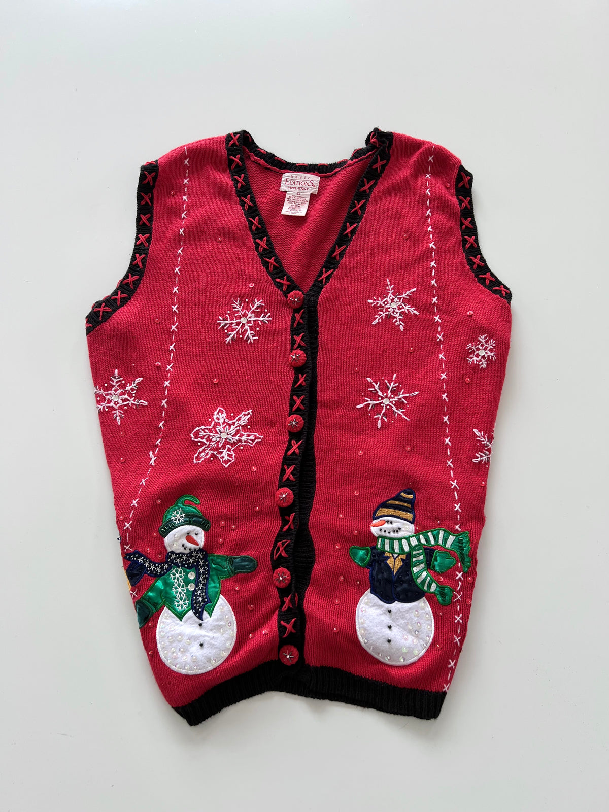Basic Editions Embroidered Christmas Sweater Vest-Bust 44