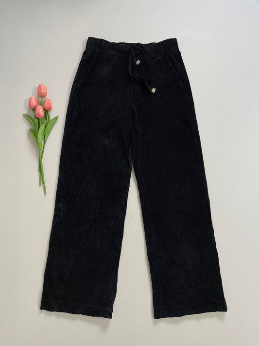 BLACK WIDE LEG CORDUROY PANTS - WAIST 28 to 32