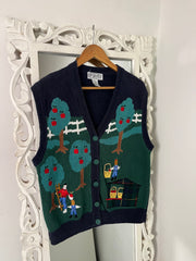 Vintage Embroidered Sweater Vest-Bust 40
