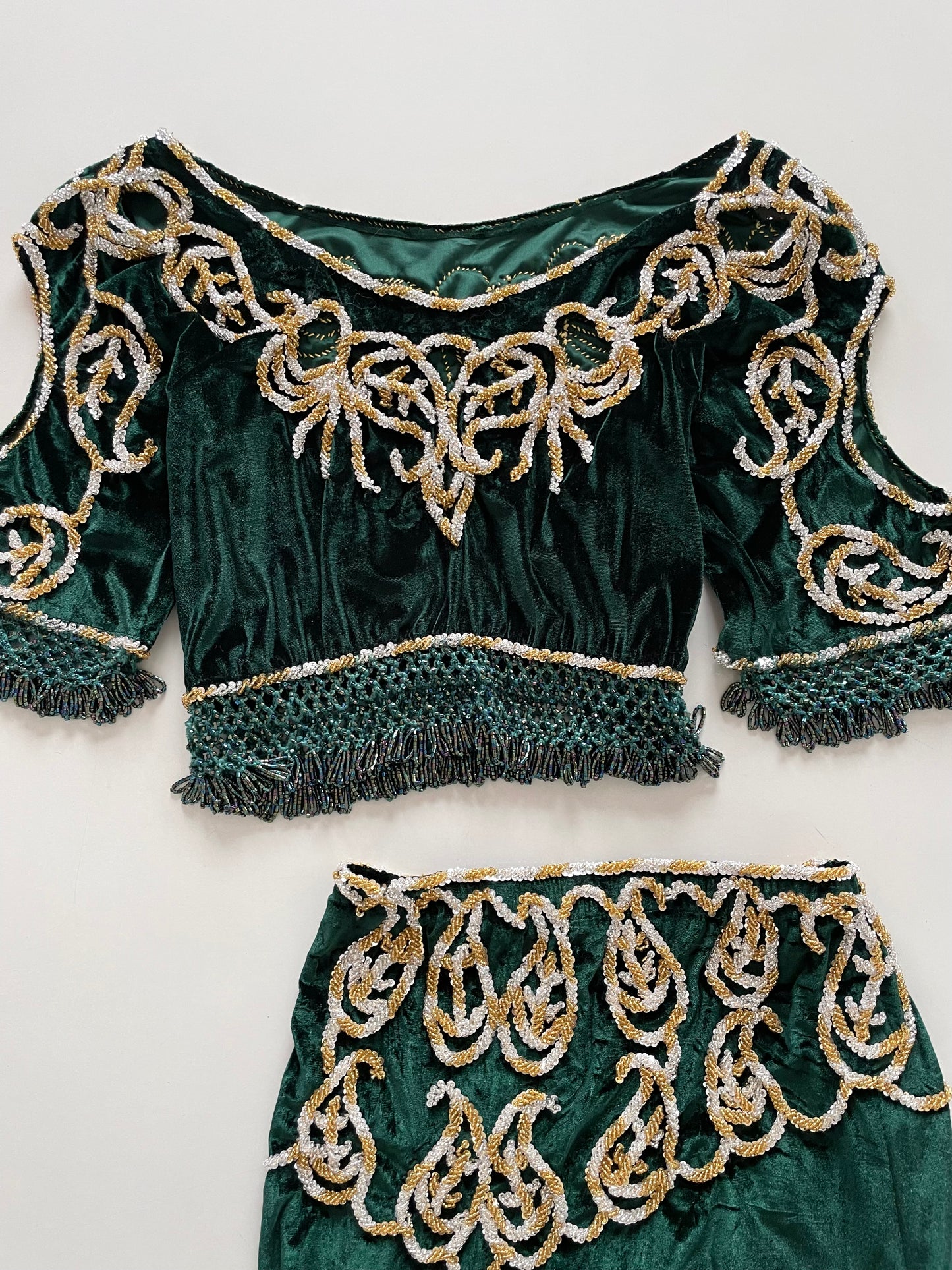 Heavily Embroidered Vintage Set Top-Bust 40 Waist-32 to 36