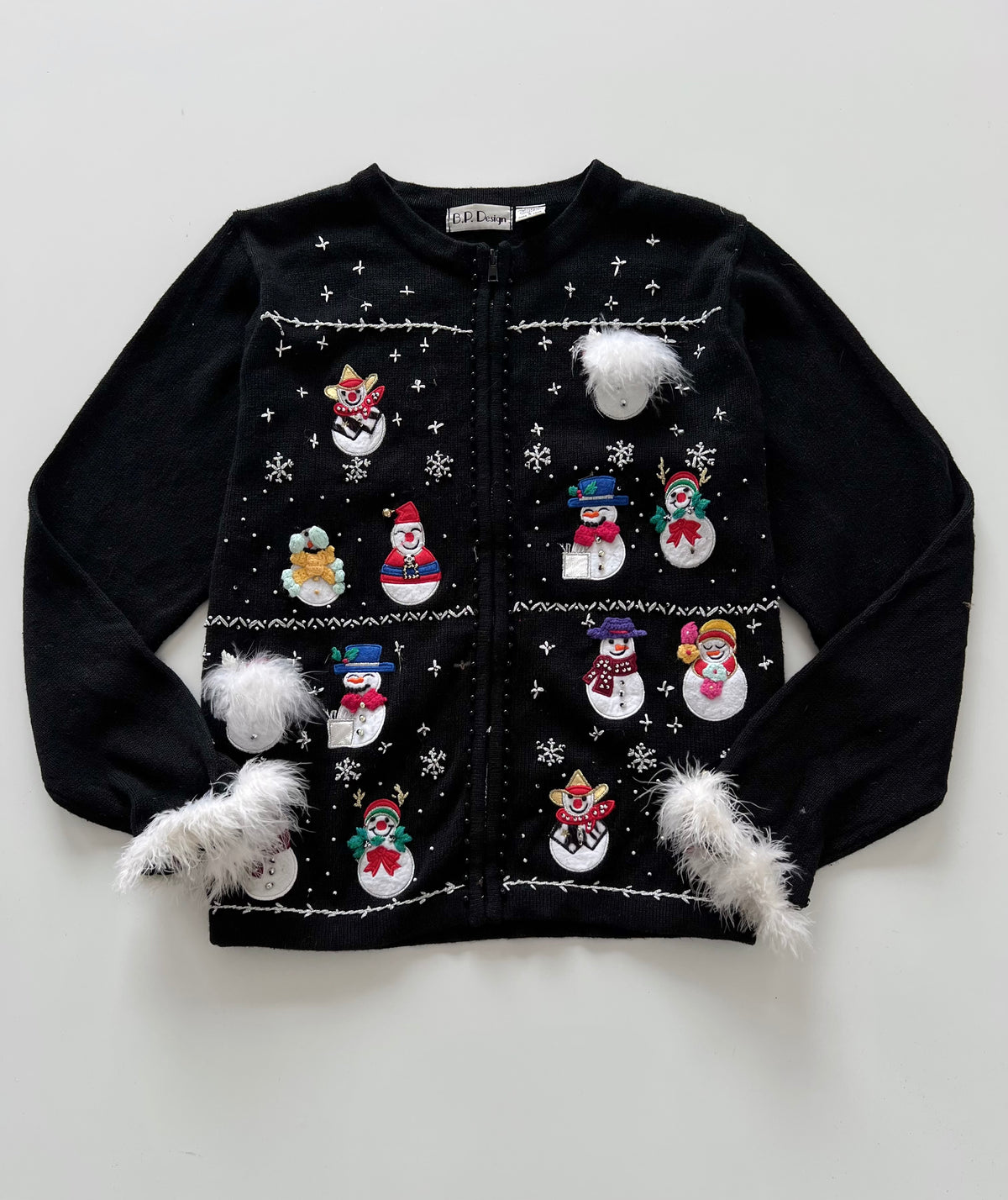 BPDesign Embroidered Christmas Zipper Sweater-Bust 46