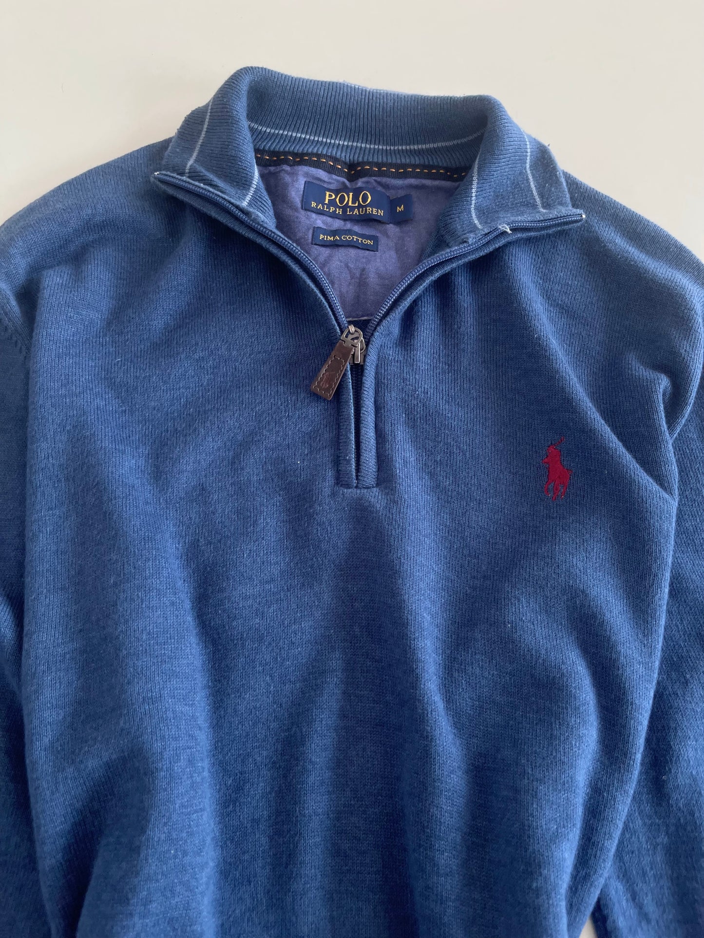 Ralph Lauren Pima Cotton Quarter Zip Vintage Sweater-Bust 42