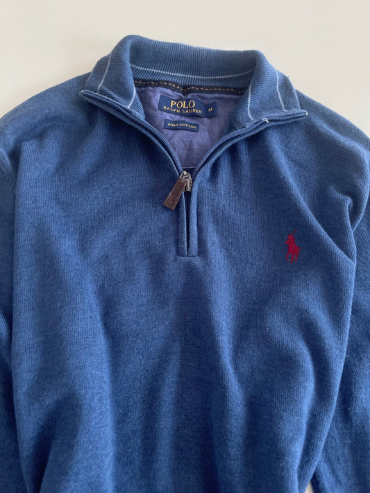 Ralph Lauren Pima Cotton Quarter Zip Vintage Sweater-Bust 42