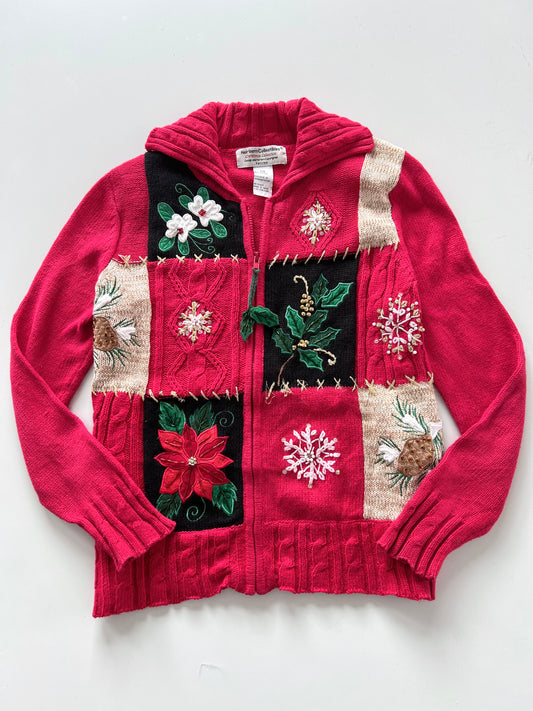 Heirloom Collectibles Embroidered Zipper Sweater-Bust 40
