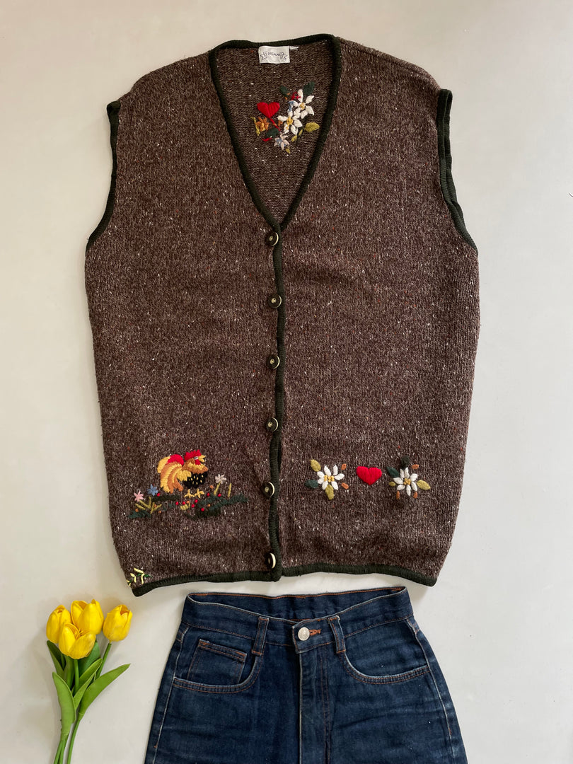 G.Pisano Vintage Embroidered Sweater Vest-Bust 52