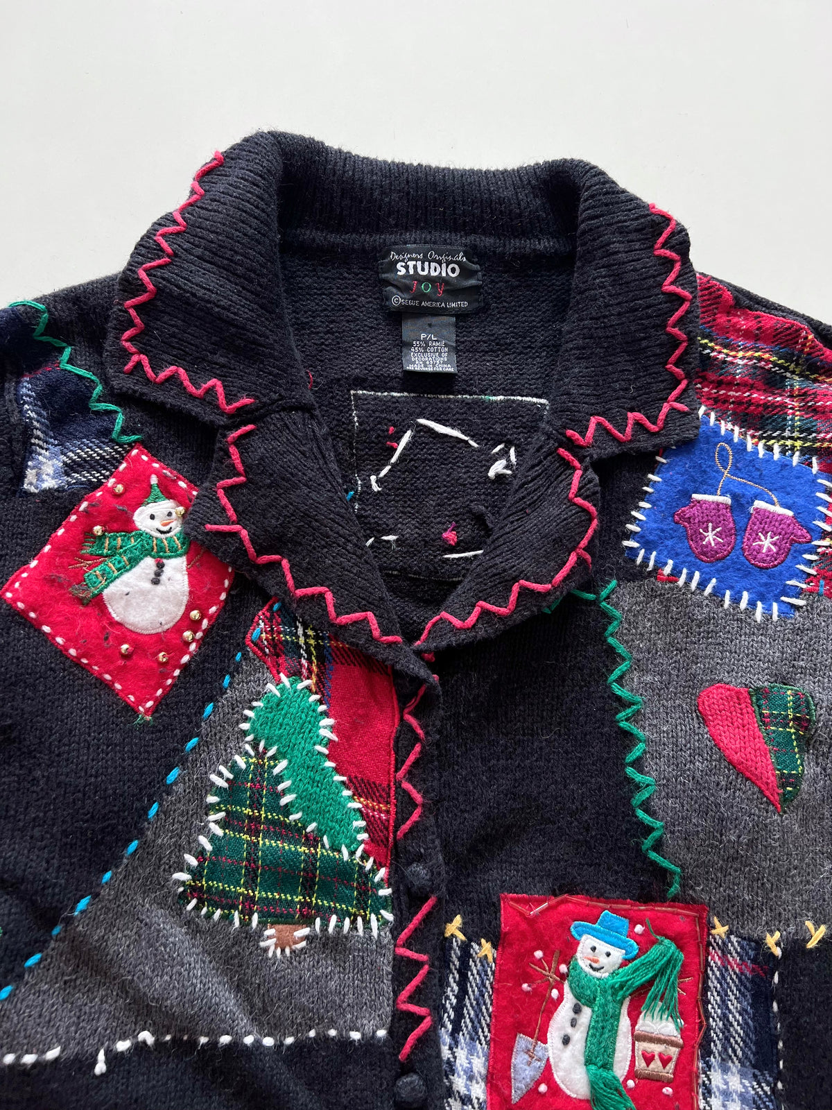 Studio Joy Embroidered Christmas Cardigan Sweater-Bust 46