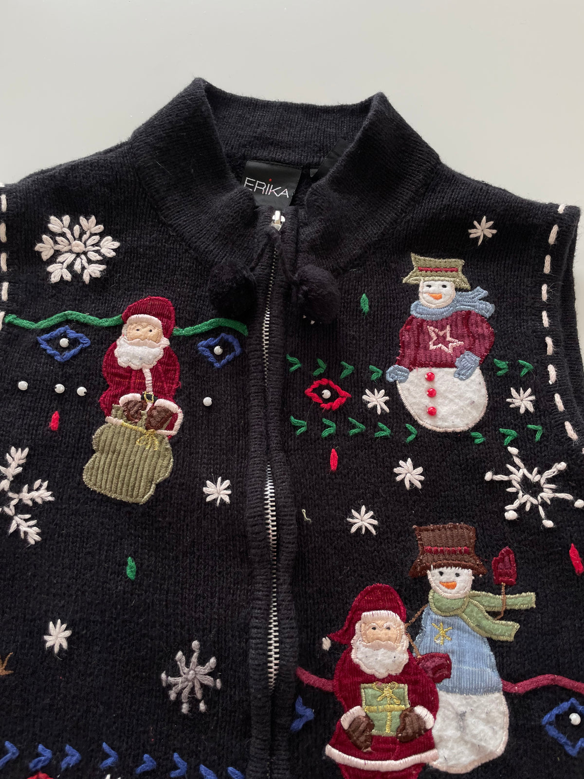 Erika Christmas Embroidered Vest Sweater-Bust 38