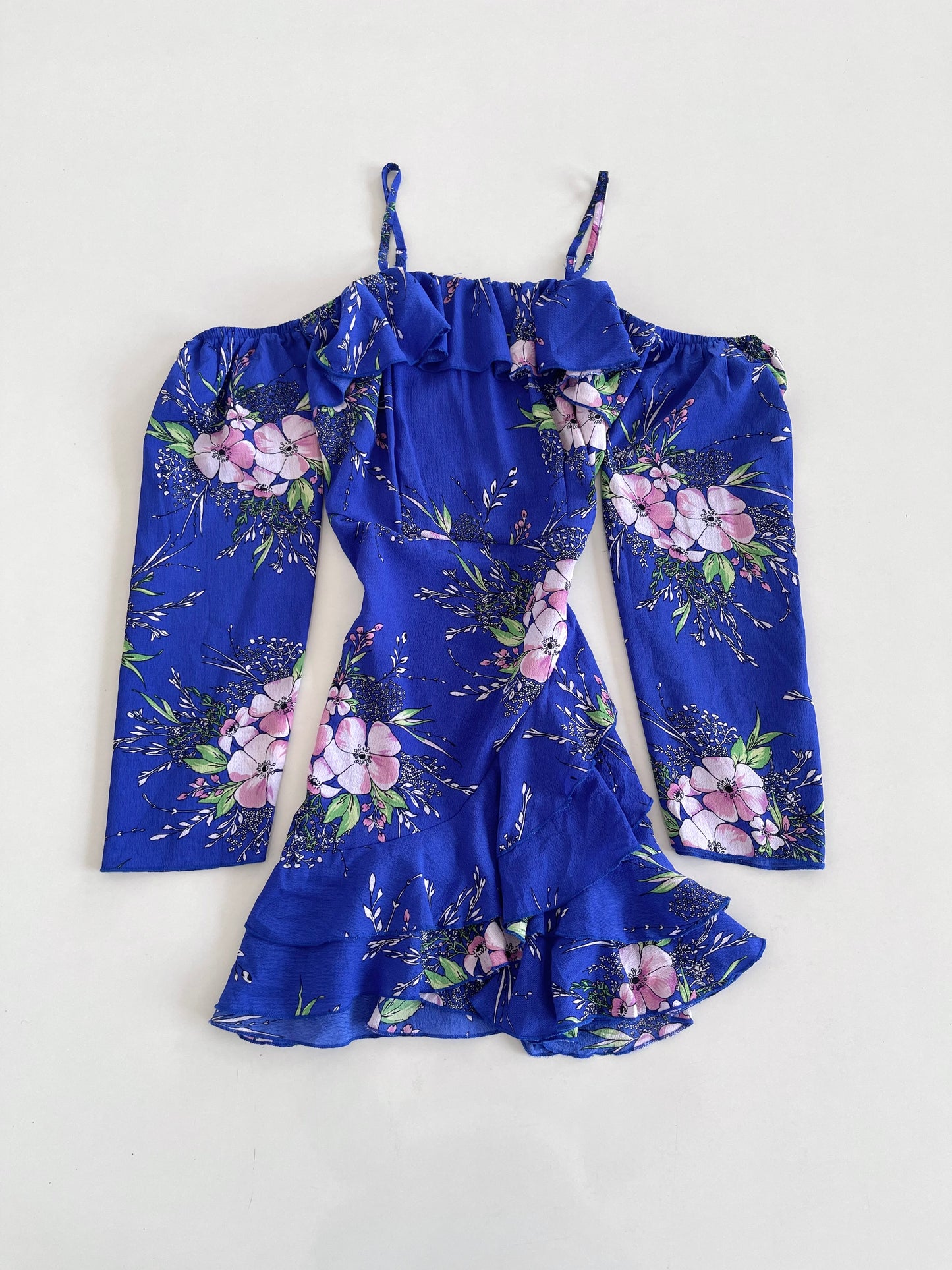Blue Ruffle Dress-Bust 30 to 32