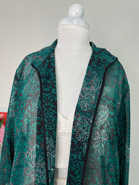 Sheer Zip-Up Shirt-Chest 44