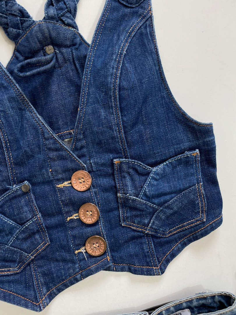 Vintage Blue Denim Waistcoat - Bust 28