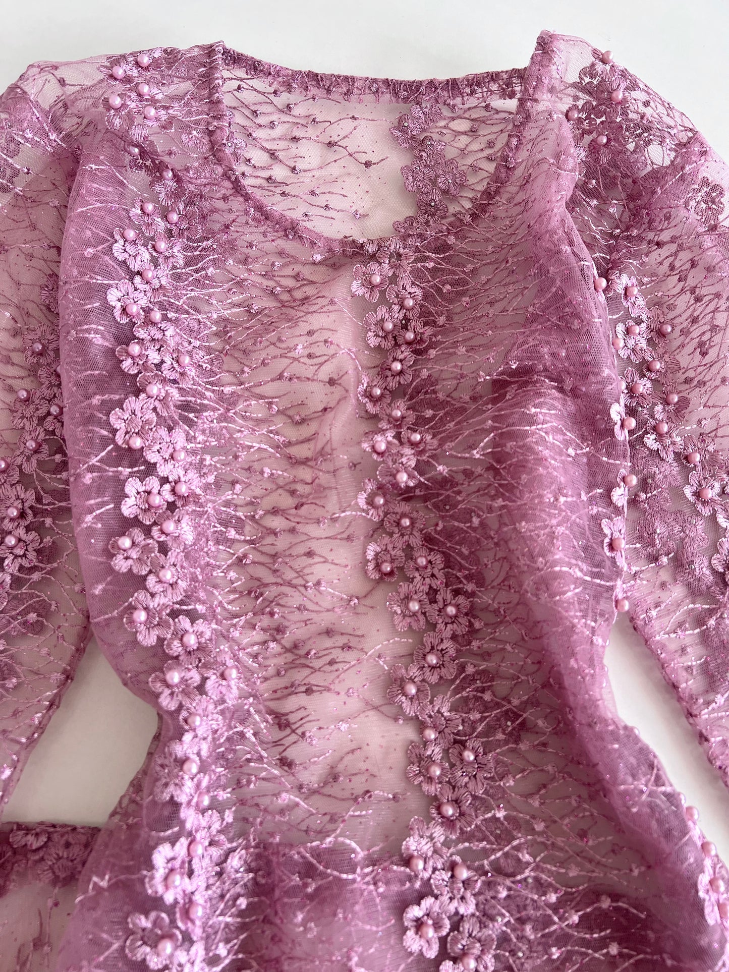 Embroidered Sheer Dress-Bust  36