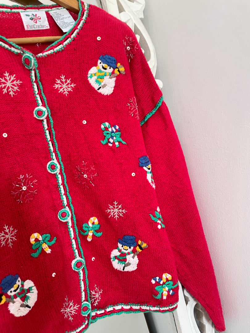 Nut Cracker Embroidered Christmas Sweater-Bust 46