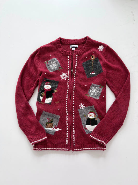 Croft&Barrow Embroidered Christmas Zipper Sweater-Bust 40
