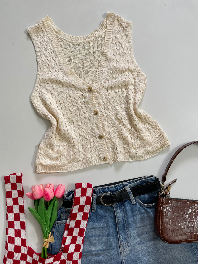 Beige Crochet Top-Bust 32 to 34